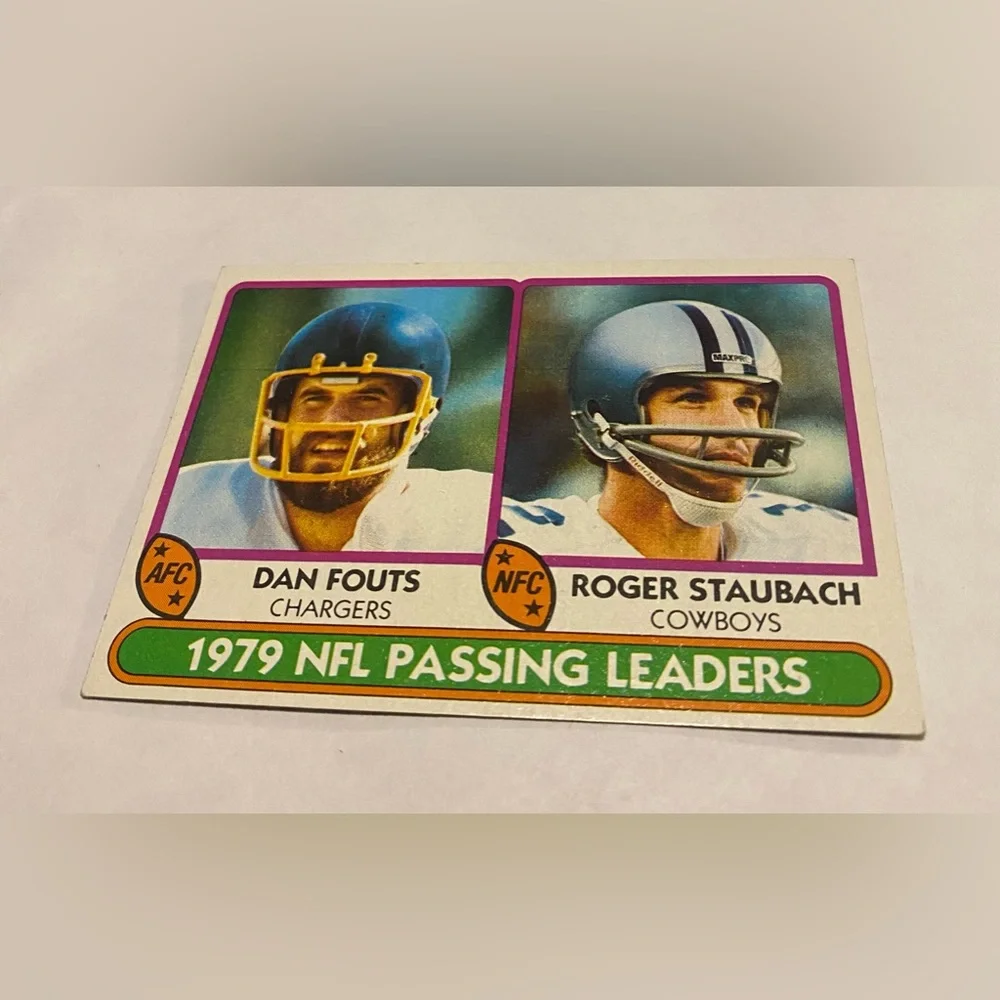 Roger Staubach/Dan Fouts 1979 NFL Passing Leaders 1980 Topps Football Card